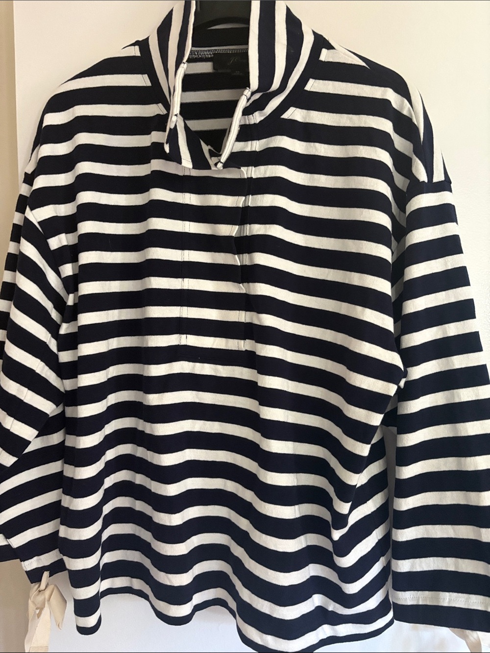 J.Crew Navy and White Striped Pullover Jacket